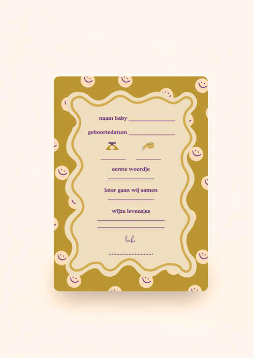 Invulkaarten babyshower incl. kraftenvelop