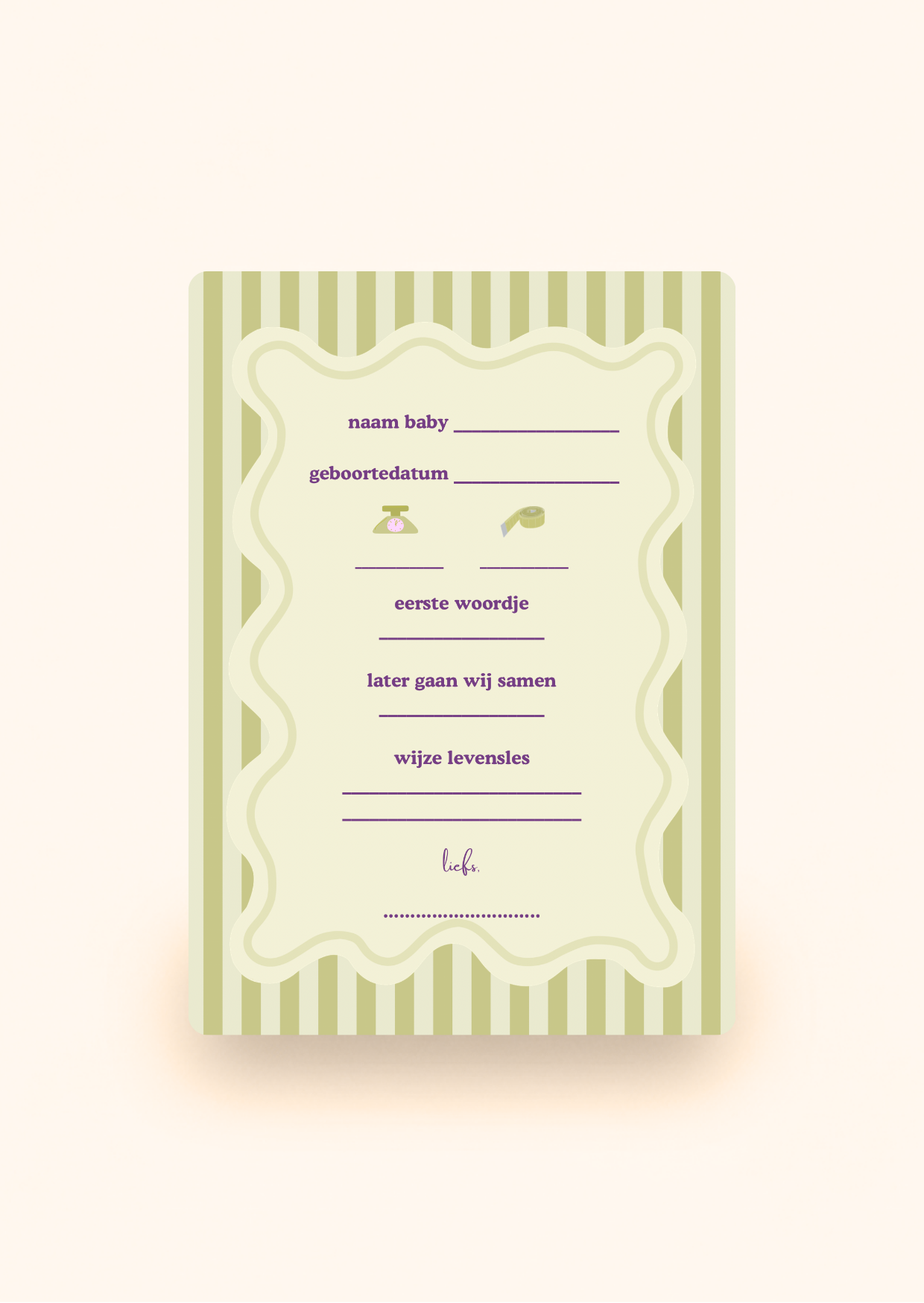 Babyshower invulkaarten groen incl. kraftenvelop