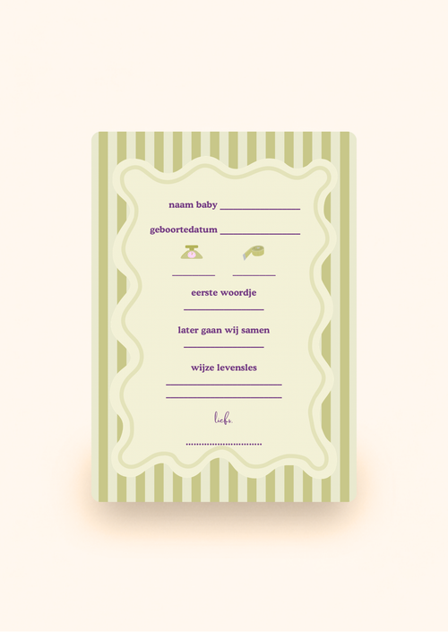 Babyshower invulkaarten groen incl. kraftenvelop