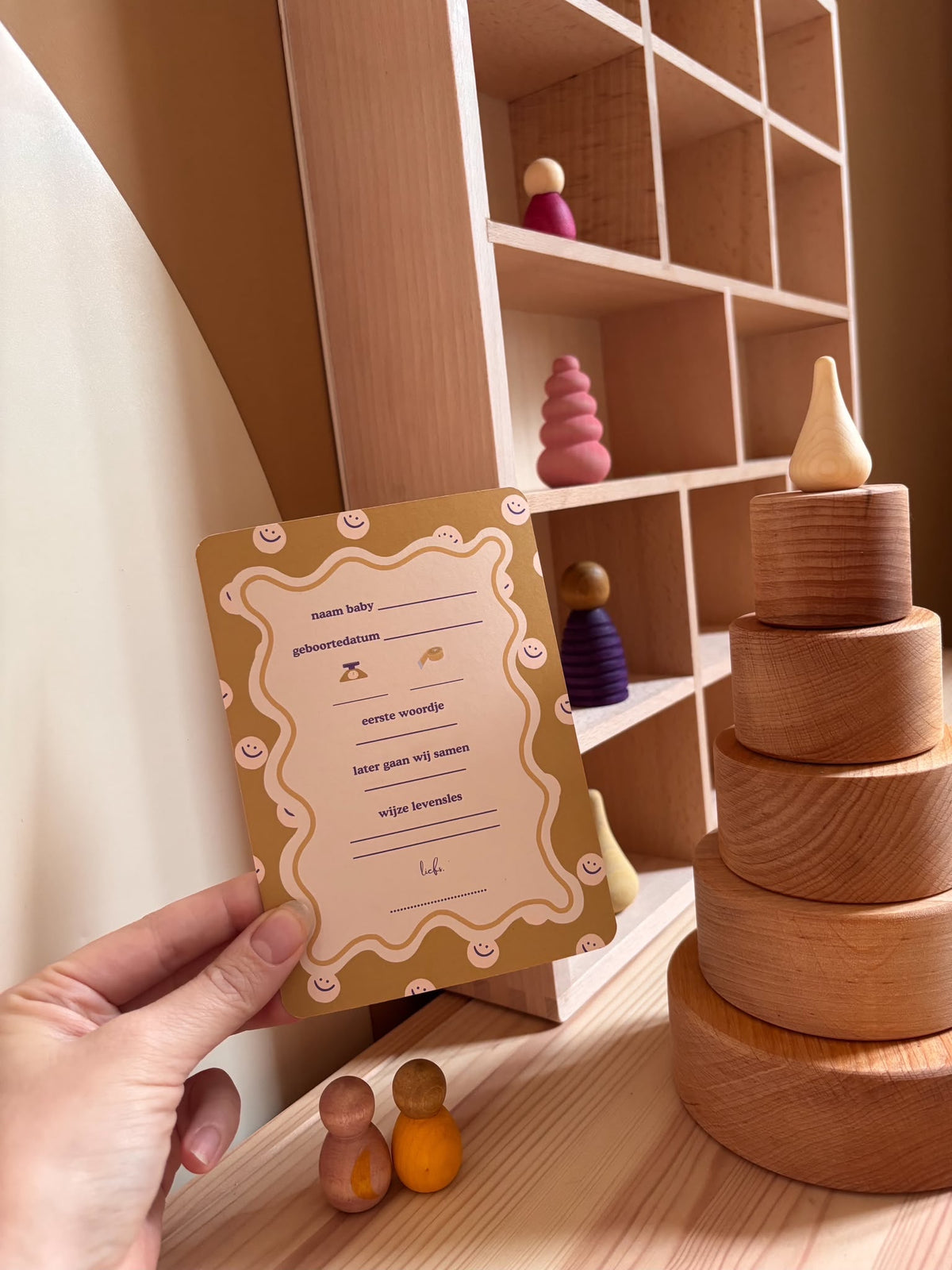 Babyshower invulkaarten meisje paars geel goud 