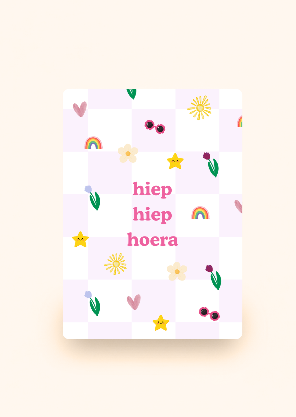 verjaardagskaart meisje roze met hartjes bloemen zon 